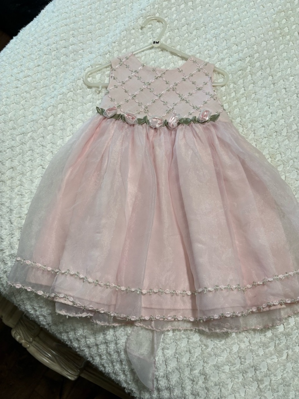 Bonnie Jean Light Pink Floral Rosette Tulle Dress for Girls